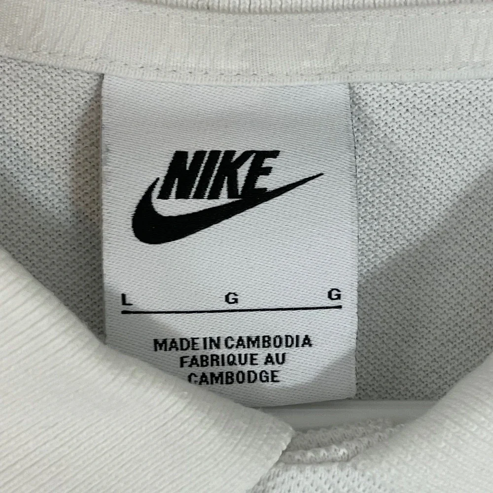 Nike Polo Shirt White Black Logo Mens Large Short Sleeve Casual‎ Top Sportswear